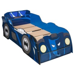 Batman Batmobile - Lit lumineux pour enfants avec rangement, pour matelas 140cm x 70cm