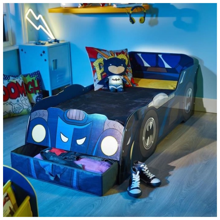 Batman Batmobile - Lit lumineux pour enfants avec rangement, pour mate
