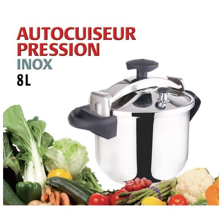 KITCHEN MOVE Autocuiseur + Panier vapeur - 8 L - Gris et noir - Tous f