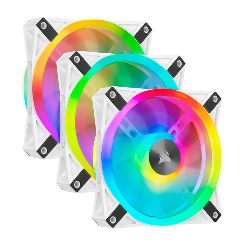 CORSAIR QL120 RGB Blanc, 120mm RGB LED Fan, Triple Pack + Node CORE (CO-9050104-WW)