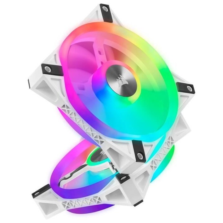 CORSAIR QL120 RGB Blanc, 120mm RGB LED Fan, Triple Pack + Node CORE (C