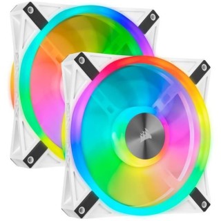 CORSAIR QL140 RGB Blanc, 140mm RGB LED Fan, Dual Pack + Lighting Node