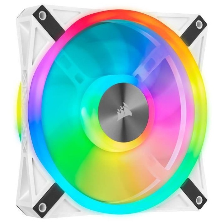 CORSAIR QL140 RGB Blanc, 140mm RGB LED Fan, Dual Pack + Lighting Node