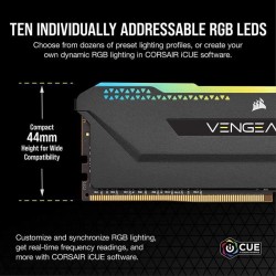 Mémoire RAM - CORSAIR - Vengeance RGB Pro Series DDR4 - 16GB 2x8GB DIMM - 3200 MHz - CL16 - 1.35V - Noir (CMH32GX4M2Z3200C)