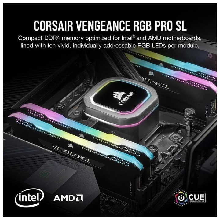 CORSAIR Mémoire PC DDR4 - VENGEANCE RGB PRO SL 32Go (4x8Go) - 3600Mhz