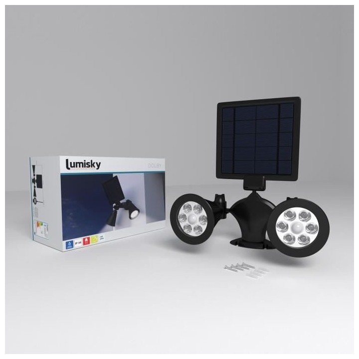 LUMISKY Projecteur double spot solaire extérieur étanche avec détec