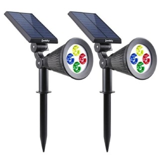 LUMISKY Pack de 2 Spots solaires extérieur étanches - 4 LEDs coloré
