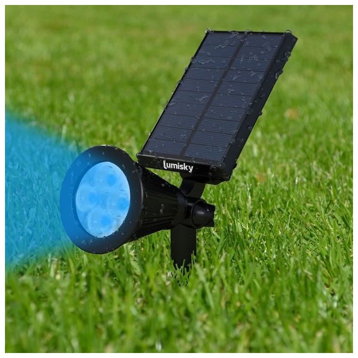 LUMISKY Pack de 2 Spots solaires extérieur étanches - 4 LEDs coloré