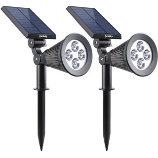 LUMISKY Pack de 2 Spots solaires extérieur étanches - 4 LEDs blanche