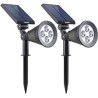 LUMISKY Pack de 2 Spots solaires extérieur étanches - 4 LEDs blanches - 200 Lm - Tete pivotante a 90°C