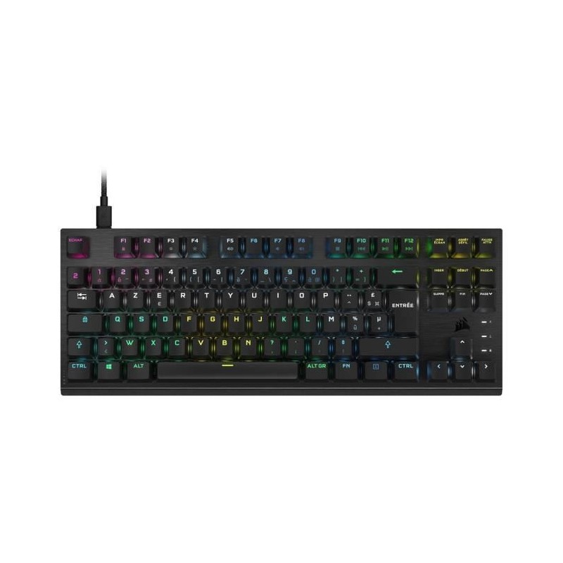 Clavier Gaming optique-mécanique - AZERTY - CORSAIR - K60 PRO TKL - Sans Pavé Numérique - Rétroéclairé RGB - Noir (CH-911D