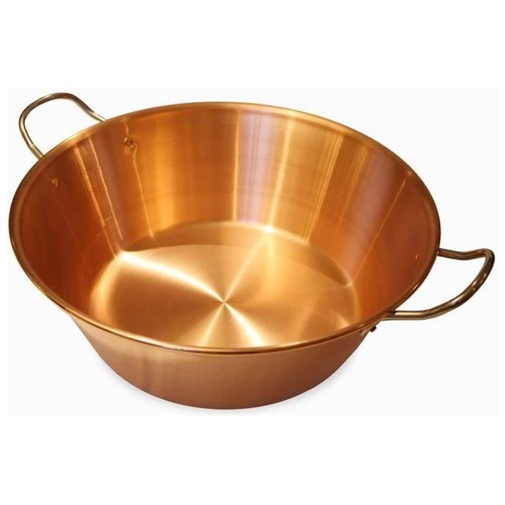 BAUMALU Bassine a confiture cuivre 38 cm 12/10eme anses inox - 9 litre