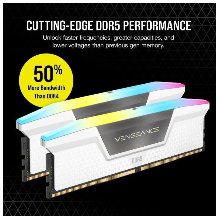 CORSAIR Vengeance RGB DDR5 - 32GB 2x16GB DIMM - 5200MHz - Unbuffered,