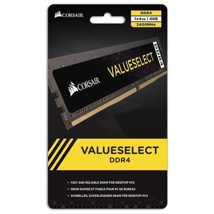 Mémoire RAM - CORSAIR - ValueSelect DDR4 - 4GB 1x4GB DIMM - 2666 MHz