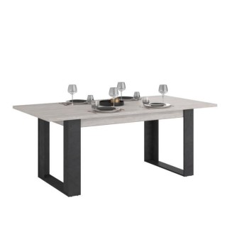 Table a manger rectangulaire CESAR - Décor Noir et Chene gris - 6 per