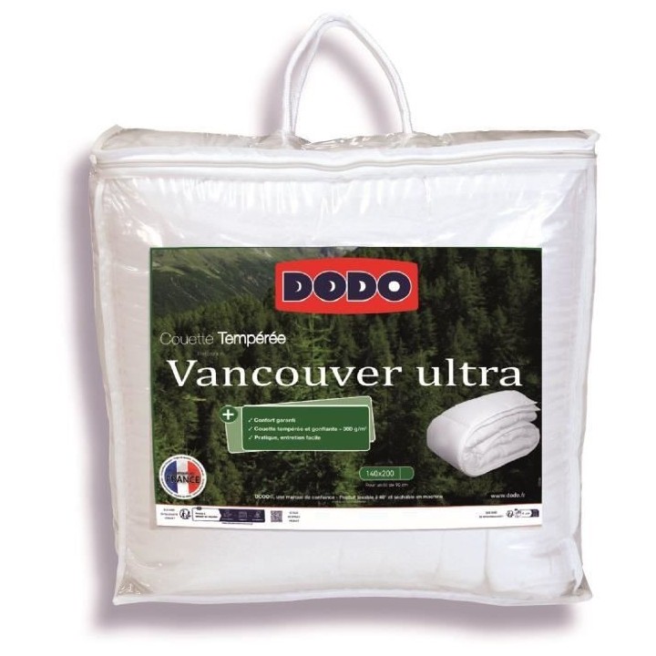 Couette VANCOUVER DODO - 140x200 cm - Ultra tempérée - Fabriqué en