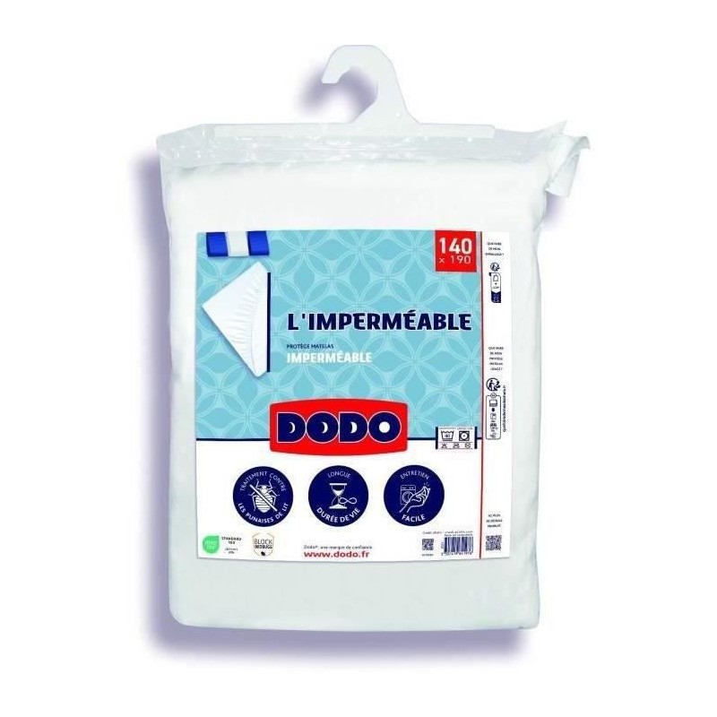 Protege matelas imperméable - 140x190 cm - Coton/Polyester - Anti punaise de lit