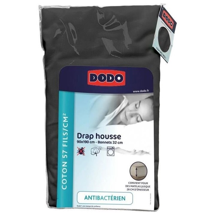Drap housse DODO - 90x190 cm - Coton - Coutil 32 cm - - Fabriqué en F