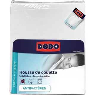 Housse de couette DODO - 140x200 cm - Coton - Antibactérien - Blanc -