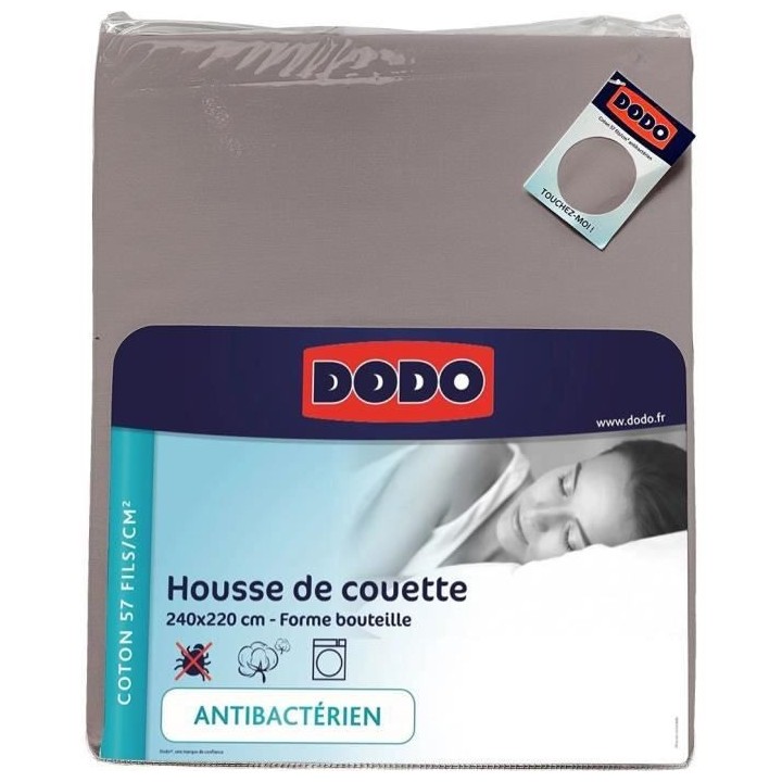Housse de couette DODO - 240x220 cm - Coton - Antibactérien - Taupe -