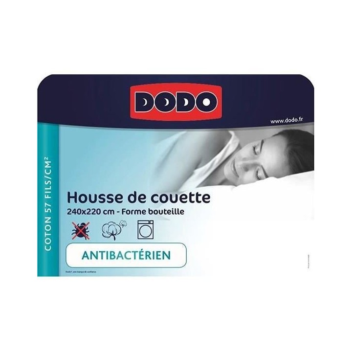 Housse de couette DODO - 240x220 cm - Coton - Antibactérien - Taupe -