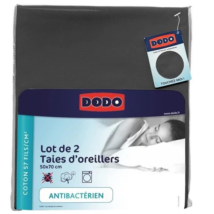 Lot de 2 taies d'oreiller rectangulaires DODO - 50x70 cm - Blanc - Fab