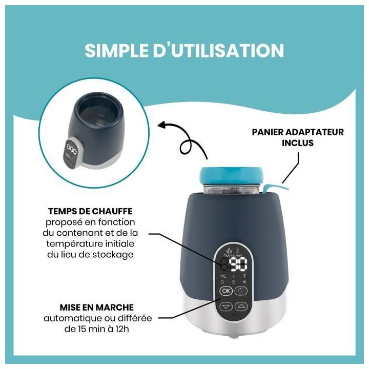 BABYMOOV Chauffe biberon nomade maison/voiture NutriSmart - Programmab