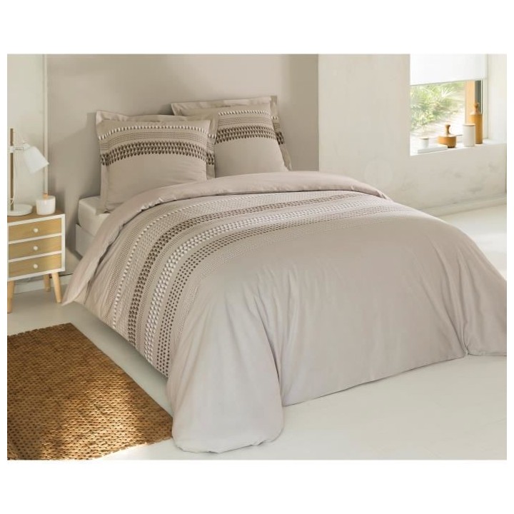 VISION Parure de couette Anthony - 100% coton - 240 x 260 cm - Beige