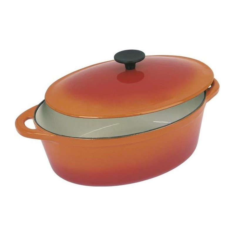 CREALYS GRAND CHEF Cocotte ovale en fonte d'acier émaillée - L 37 cm - 9 L - Orange - Tous feux dont induction