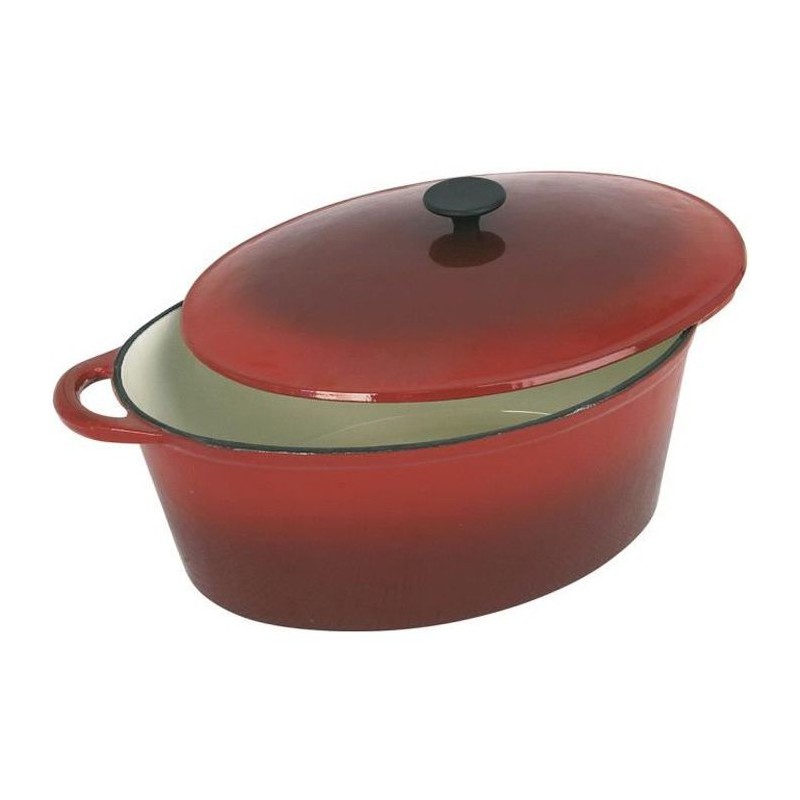 CREALYS GRAND CHEF Cocotte ovale en fonte d'acier émaillée - L 37 cm - 9 L - Rouge - Tous feux dont induction