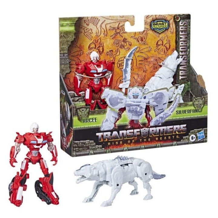 Pack de 2 figurines Beast Combiners Arcee et Silverfang, des 6 ans, 12