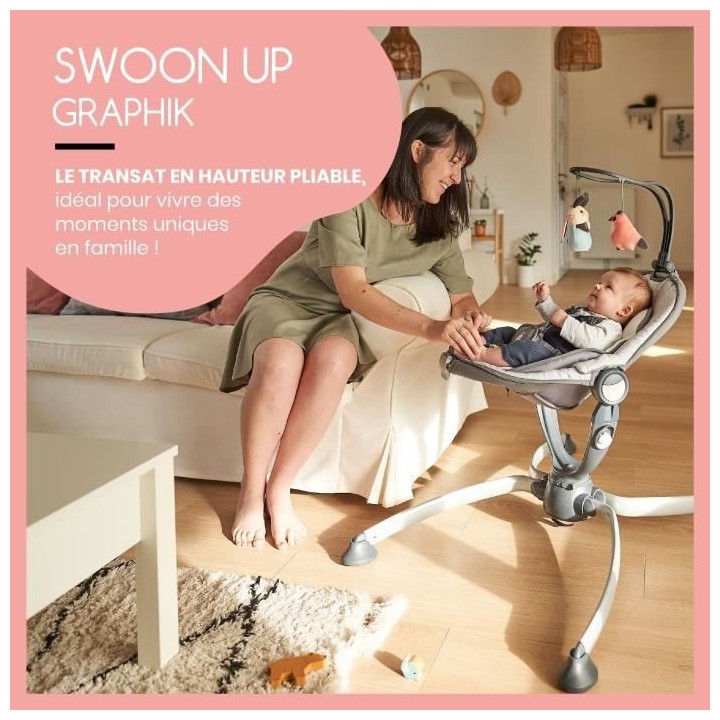 Babymoov Transat en hauteur pliable Swoon Up Graphik, avec systeme de