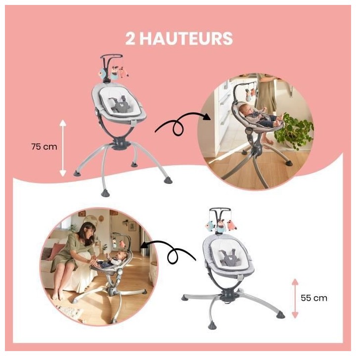 Babymoov Transat en hauteur pliable Swoon Up Graphik, avec systeme de