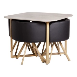 SET table a manger + 4 chaises - En mdf finition melamine - QUATTRO
