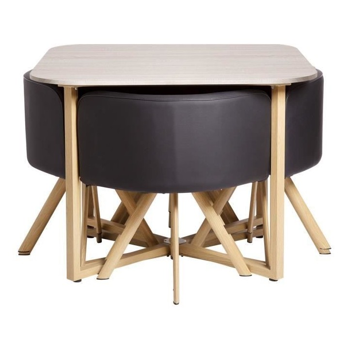 SET table a manger + 4 chaises - En mdf finition melamine - QUATTRO