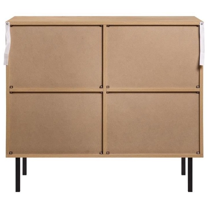 Petit buffet 2 portes - en rotin et pietement en métal - L 90 x P 40