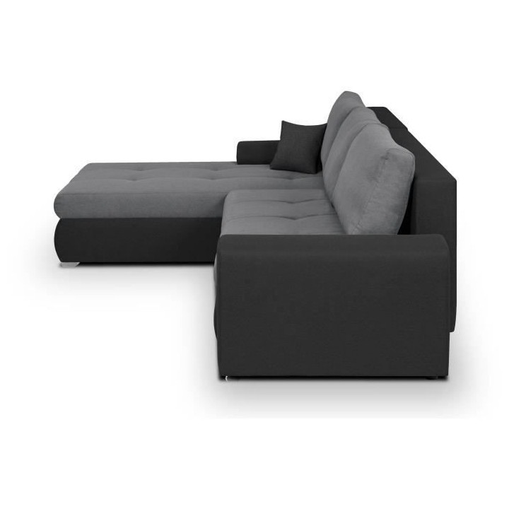 Canapé d'angle convertible et réversible 5 places INDIAN - Tissu gri