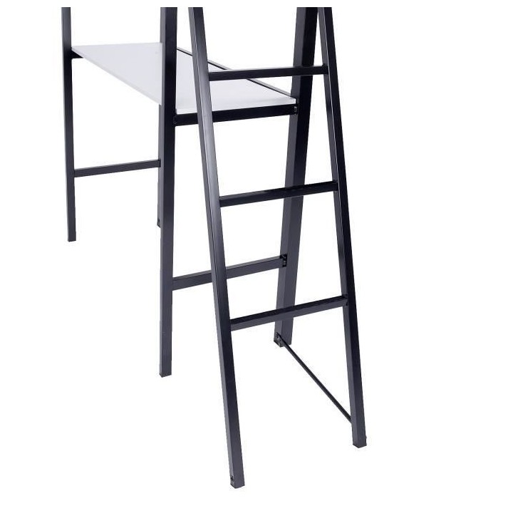 Lit mezzanine avec rangements et bureau intégré - 90 x 190 cm - Noir