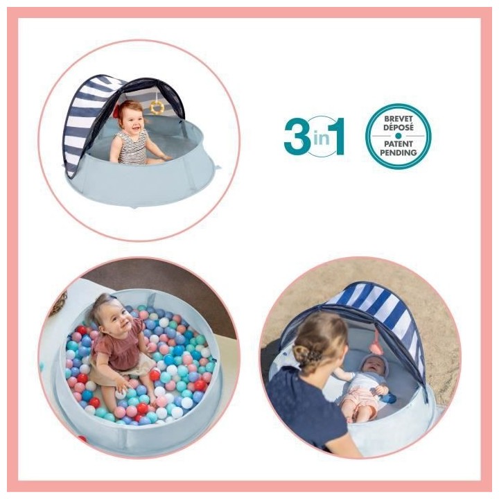 Babymoov Aquani Mariniere, Aire de jeux anti-UV FPS 50+ 3 en 1