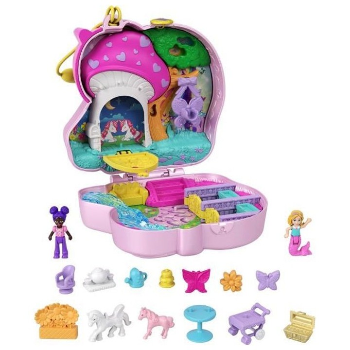 Polly Pocket - Coffret Foret Des Licornes - poupée mini-univers - 4 a