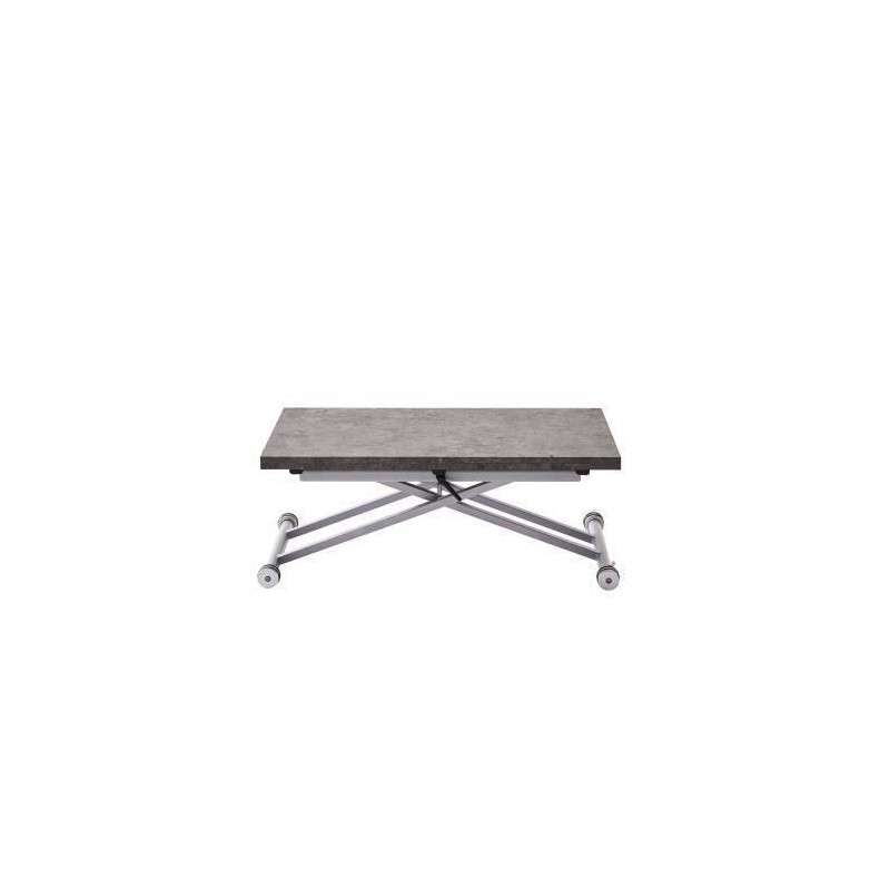 Table Basse Relevable Extensible - Gris Béton - 100 x 57/114 x 40/75 cm - DANNY