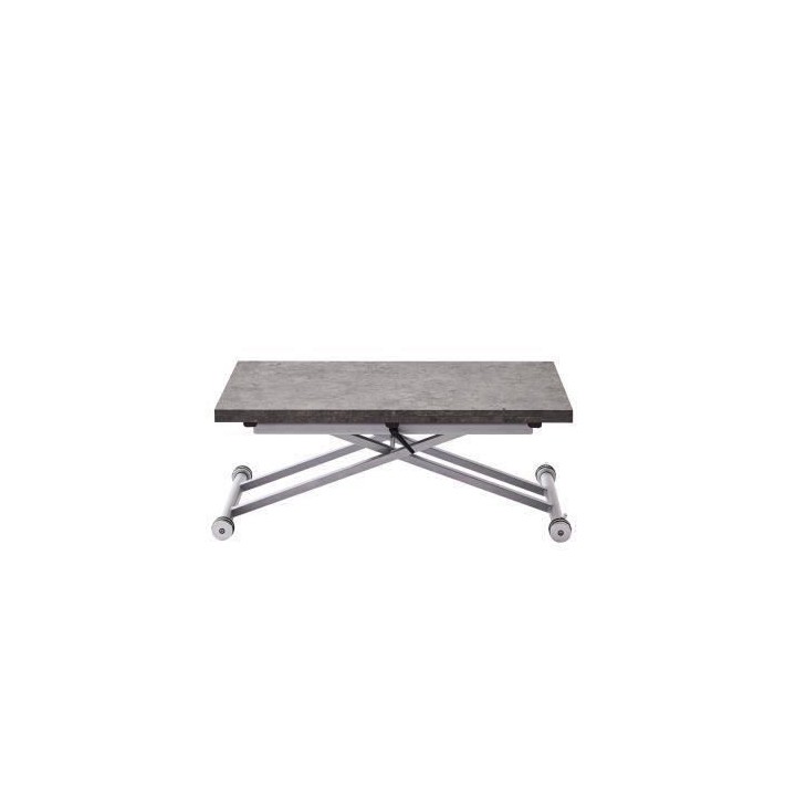 Table Basse Relevable Extensible - Gris Béton - 100 x 57/114 x 40/75