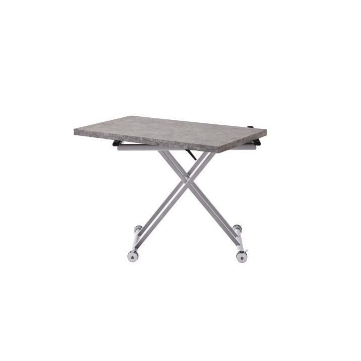 Table Basse Relevable Extensible - Gris Béton - 100 x 57/114 x 40/75