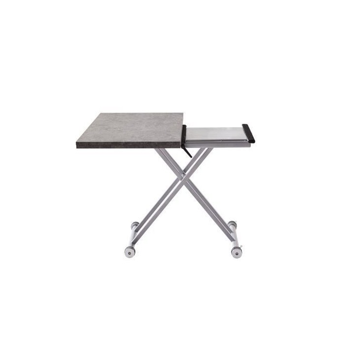 Table Basse Relevable Extensible - Gris Béton - 100 x 57/114 x 40/75