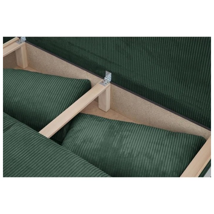 Banquette convertible 3 places MIKA - Velours côtelé Vert foret - Co