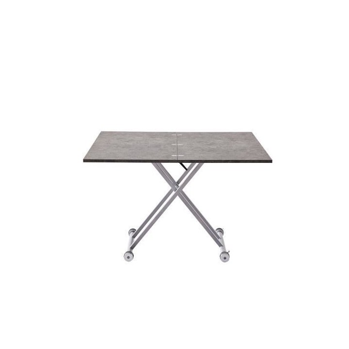 Table Basse Relevable Extensible - Gris Béton - 100 x 57/114 x 40/75