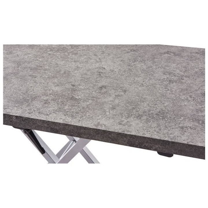 Table Basse Relevable Extensible - Gris Béton - 100 x 57/114 x 40/75