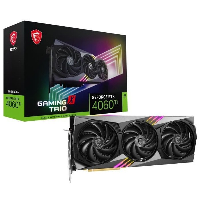 MSI - Nvidia - Carte Graphique - RTX 4060 Ti GAMING X TRIO - 8Go