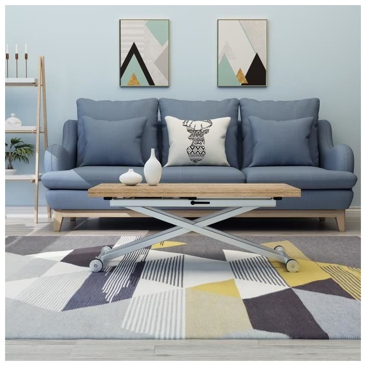 Table Basse Extensible - Chene - Relevable - 100 x 57/114 x 40/75 cm -