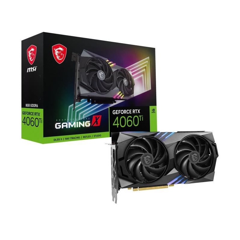 MSI - Nvidia - Carte Graphique - RTX 4060 Ti GAMING X - 8Go